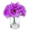 Purple Silk Daisy Flower Arrangement in Clear Glass Vase With Faux Water