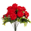 18 Heads Red Silk Rose Flower in Clear Glass Vase With Faux Water and River Stone