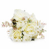 Cream Mixed Silk Rose Flower  Arrangement in  Glass Vase With Faux Water and River Stone