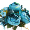 Aqua Mixed Silk Peony Flower in  Glass Vase With Faux Water