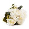 Cream Mixed Silk Rose and Hydrangea Flower in  Glass Vase With Faux Water