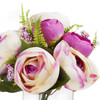 Purple Cream Mixed Silk Peony Flower in  Glass Vase With Faux Water