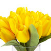 18 Head Yellow Silk Tulip Flower in  Glass Vase With Faux Water
