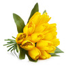 18 Head Yellow Silk Tulip Flower in  Glass Vase With Faux Water