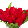 18 Heads Red Silk Tulip Flower in  Glass Vase With Faux Water