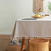 High Quality Cream Rectangle Cotton and Linen Tablecloth 