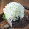 Cream Silk Hydrangea Flower Arrangement in Wood Planter