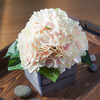 Peach Silk Hydrangea Flower Arrangement in Wood Planter