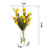  Yellow Mixed Silk Tulip Flower in Clear Glass Vase With Faux Water