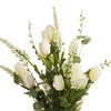 Cream Mixed Silk Tulip Flower in Clear Glass Vase With Faux Water