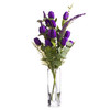 Purle Mixed Silk Tulip Flower in Clear Glass Vase With Faux Water