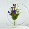 Purple Cream Mixed Silk Tulip Flower in Clear Glass Vase With Faux Water