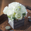 Cream Mixed Rose Flower Arrangement in Wood Planter
