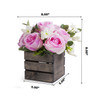 Pink Mixed Rose Flower Arrangement in Wood Planter