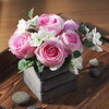 Pink Mixed Rose Flower Arrangement in Wood Planter