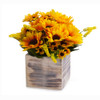 Mixed Sunflower Arrangement in Wood Planter
