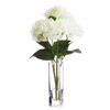 Cream Natural Touch Hydrangea Flower in Clear Glass Vase With Faux Water