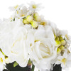 Mixed White Silk Rose Flower Arrangement in Clear Glass Vase With Faux Water