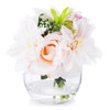 Mixed Blush Silk Rose and Dahlia Flower Arrangement in Clear Glass Vase With Faux Water