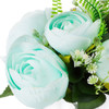 Mixed Azure Silk Peony Flower in  Cube Glass Vase With Faux Water