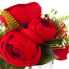 Mixed Red Silk Peony Flower in  Cube Glass Vase With Faux Water