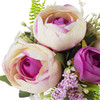 Mixed Purple Beige Silk Peony Flower in  Cube Glass Vase With Faux Water