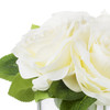 4 Large Heads Cream Velvet Rose Flower in  Cube Glass Vase With Faux Water