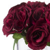 Burgundy Velvet Rose Flower Arrangement  in Cube Glass Vase With Faux Water