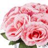 Pink Velvet Rose Flower Arrangement  in Cube Glass Vase With Faux Water