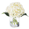Peach Silk Hydrangea Arrangement in Clear Glass Vase With Faux Water