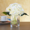 Peach Silk Hydrangea Arrangement in Clear Glass Vase With Faux Water