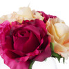 Red Beige Silk Rose and Hydrangea Mixed Flower Arrangement in Glass Vase With Faux Water