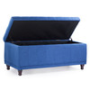 Ava 42 Inches Large Modern Linen Fabric Rectangle Storage Ottoman(Blue)