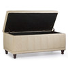 Aqua 42 Inches Large Modern Elegant Leather Rectangle Storage Ottoman(Beige)