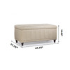 Aqua 42 Inches Large Modern Elegant Leather Rectangle Storage Ottoman(Beige)