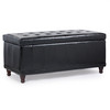 Aqua 42 Inches Large Modern Elegant Leather Rectangle Storage Ottoman(Black)