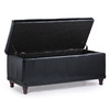 Aqua 42 Inches Large Modern Elegant Leather Rectangle Storage Ottoman(Black)