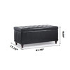 Aqua 42 Inches Large Modern Elegant Leather Rectangle Storage Ottoman(Black)