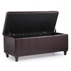 Aqua 42 Inches Large Modern Elegant Leather Rectangle Storage Ottoman(Chocolate)
