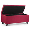Bliss 42 Inches Simple Modern Linen Fabric Rectangle Storage Ottoman(Wine Red) 