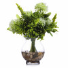 Artificial Greenery Grass Arrangement  in Glass Vase With Faux Water and River Rock(White  Green)