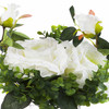 2 Large White Silk Rose Flower and Mixed Greenery in Clear Glass Vase with River Rock 