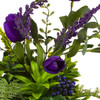 Purple Silk Tulip Flower and Mixed Greenery in Clear Glass Vase with Faux Water