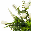 Silk Tulip Flower and Mixed Greenery in Clear Glass Vase with Faux Water