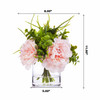 3 Large Pink Silk Peony Flower with Mixed Eucalyptus Greenery in Clear Glass Vase