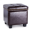 Vina 15 Inches Modern Elegant Leather Square Storage Ottoman(Chocolate)