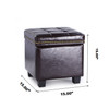 Vina 15 Inches Modern Elegant Leather Square Storage Ottoman(Chocolate)
