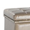 Vina 15 Inches Modern Elegant Leather Square Storage Ottoman(Brown)