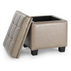 Vina 15 Inches Modern Elegant Leather Square Storage Ottoman(Brown)