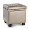 Vina 15 Inches Modern Elegant Leather Square Storage Ottoman(Brown)